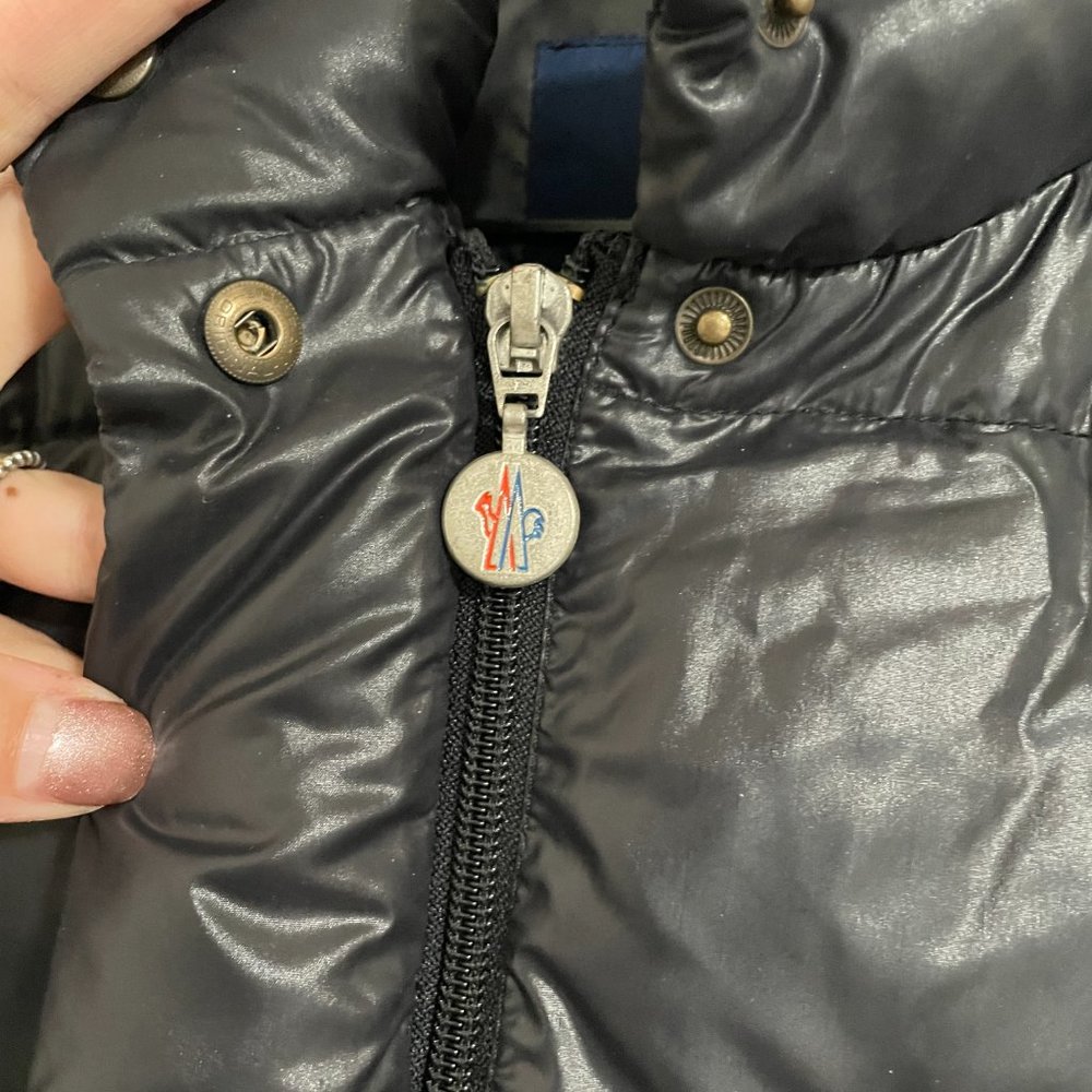 MONCLER Shiny Black Down Puffer Bomber Jacket Classic Winter Coat 0 / XS - Picture 4 of 14